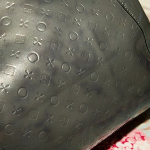 INVECE Genuine Patent Leather Large Tote Made in Italy Italian Grey Dome Satchel - Picture 3 of 4
